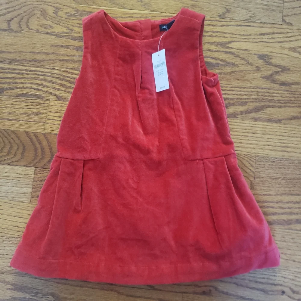 NWT Baby Gap Red Velvet Drop Waist Jumper Dress